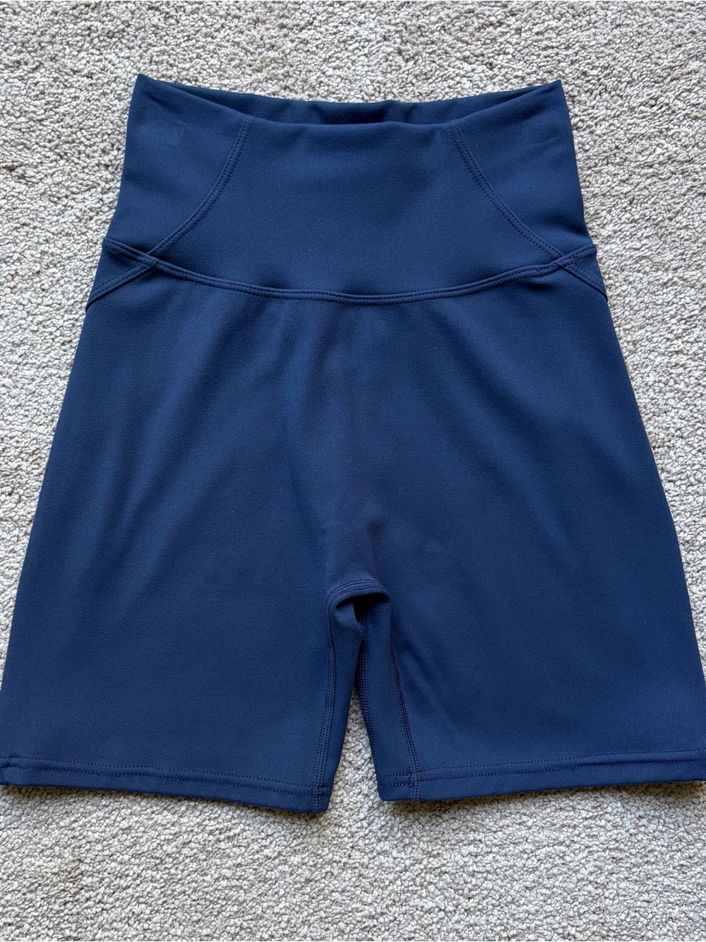 Alphalete Aura Ultra High Rise 5” Bike Shorts in Navy Blue